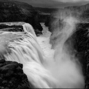 Gullfoss Falls, Golden Circle, Iceland - 8"x12" - Black & White Photograph